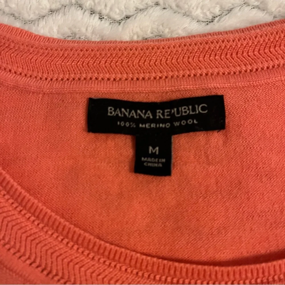 Banana Republic Orange 100% Merino Wool Pullover Crew Neck Sweater Vest Sz M